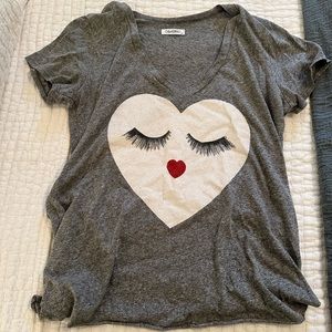 Lauren Moshi heart face grey tee